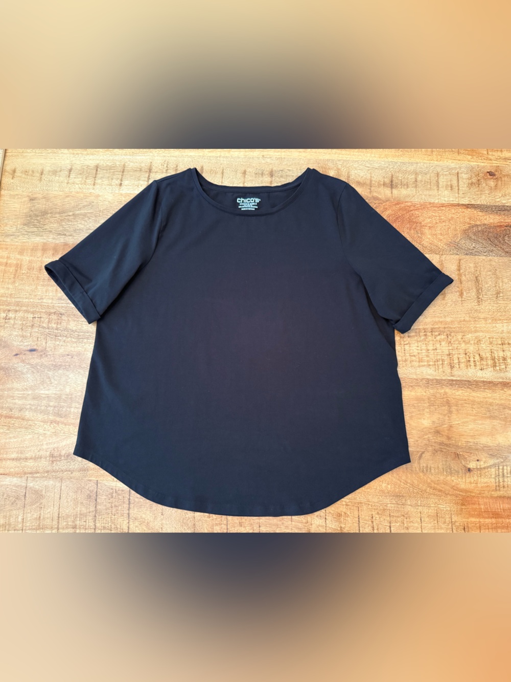 Chico's Black Short Sleeve Scoop Neck Top